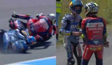 Alex Marquez e Joan Mir, incidente nella gara MotoGP a Brno