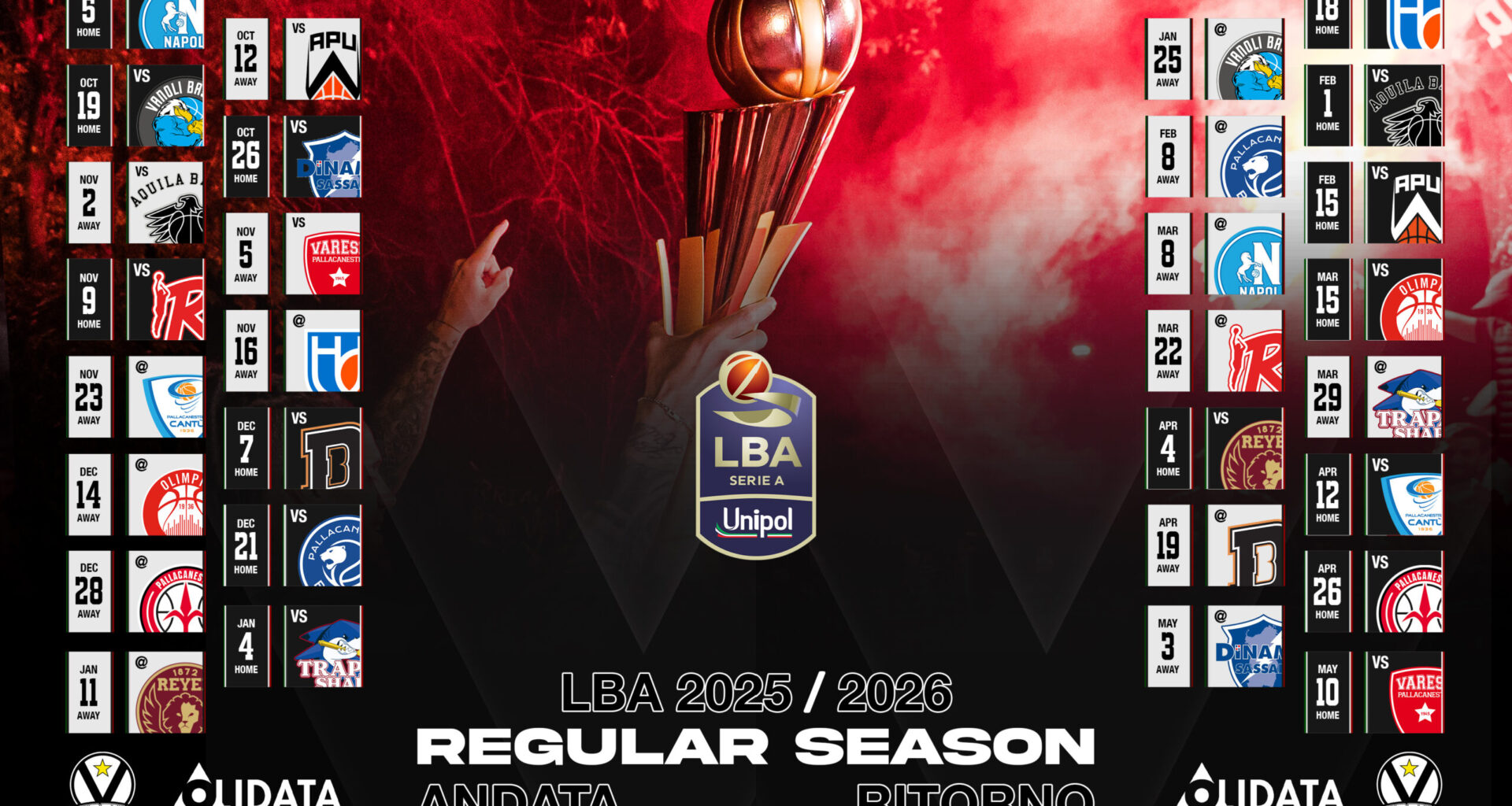 IL CALENDARIO DELLA STAGIONE LBA 2025/2026!