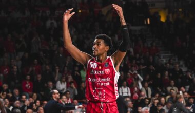 virtus bologna Jaylen Hands, Point-Guard della Pallacanestro Varese, esulta durante un match di Lega Basket Serie A panionios