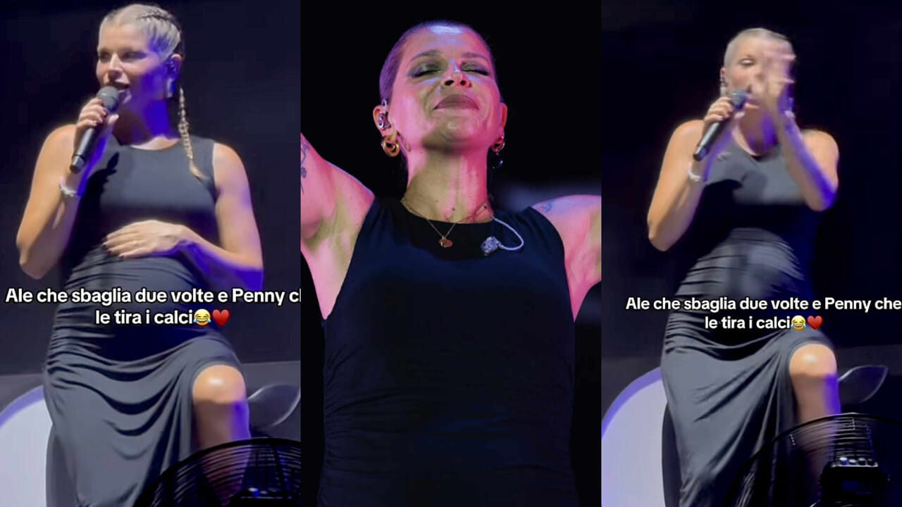 La figlia scalcia nella pancia e Alessandra Amoroso interrompe il concerto. Il video (tenerissimo)