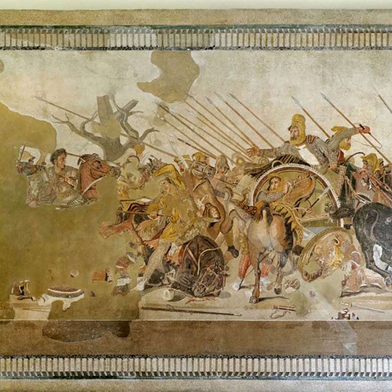 Alessandro Magno carica contro l'imperatore persiano Dario III in fuga