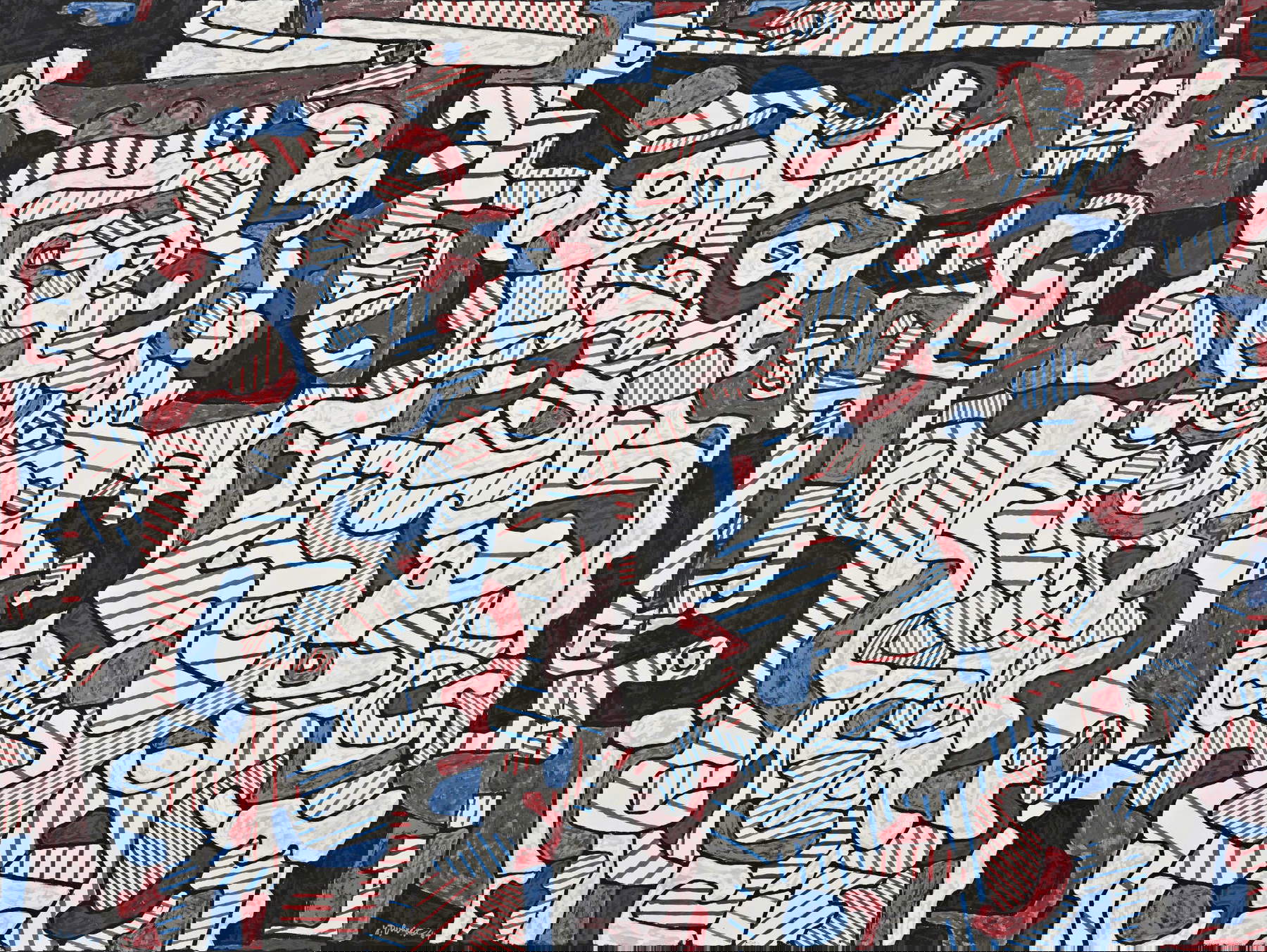 Jean Dubuffet, Époux en visite (12 dicembre 1964; vinile su tela, 150 x 200 cm; Ginevra, Fondation Gandur pour l’Art)