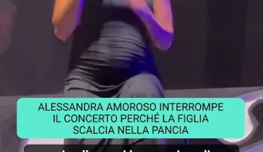 Alessandra Amoroso interrompe il concerto perché la figlia scalcia nella pancia - YouTube