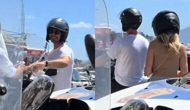 Stefano De Martino in moto con Caroline, il dettaglio sul casco non passa inosservato