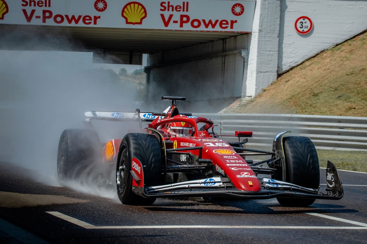 Leclerc delibera le gomme rain 2026 a Fiorano con la SF-25
