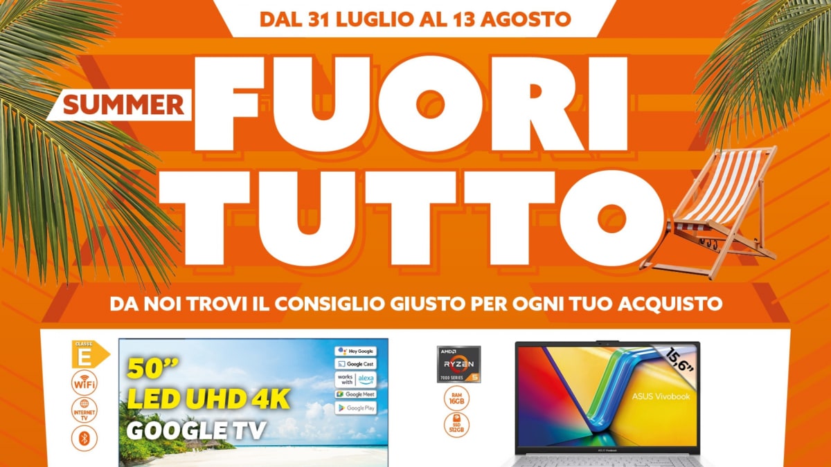 Volantino Expert al 13 agosto: scopri il Summer FuoriTutto con Dyson, TCL, Samsung