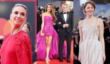 Mostra Cinema Venezia 2025, voti ai look della seconda serata. Il red carpet di Bugonia e Jay Kelly
