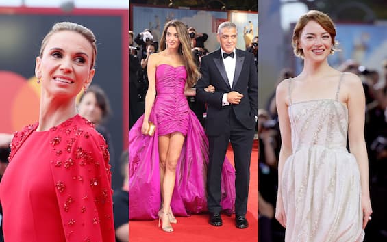 Mostra Cinema Venezia 2025, voti ai look della seconda serata. Il red carpet di Bugonia e Jay Kelly