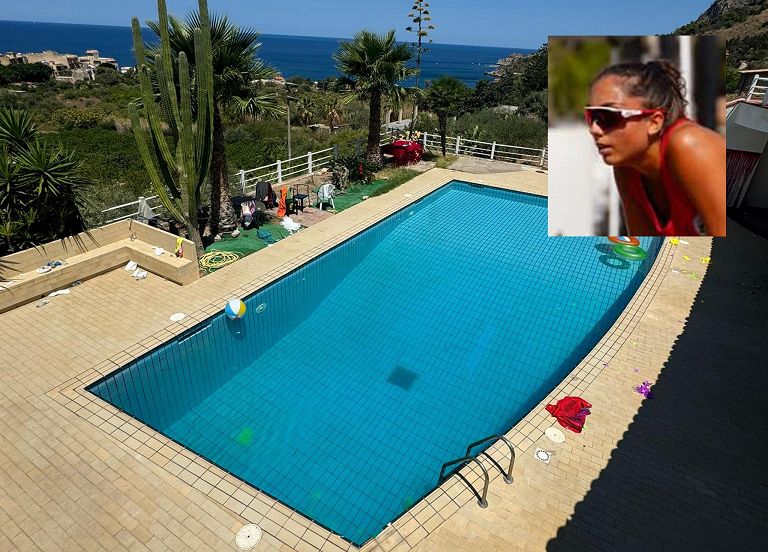 La piscina in cui è stata trovata morta la 20enne pallavolista Simona Cinà