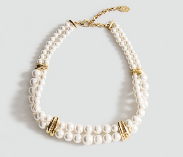 Collana di perle con design doppio, Mango