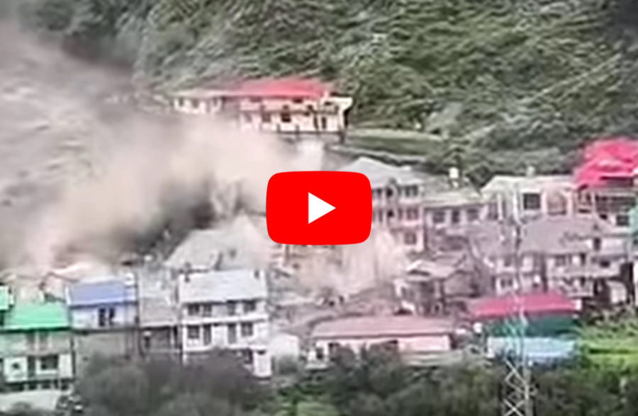 Valanga d'Acqua sommerge il Villaggio di Dharali in India, Immagini forti! Video
