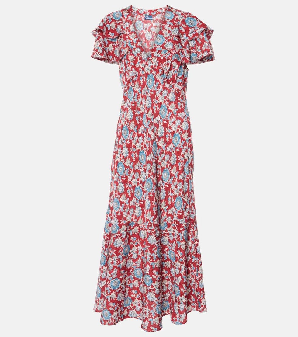 Abito midi in seta con stampa floreale, Ralph Lauren 