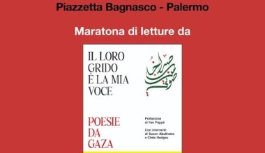 Maratona di letture giovedì 21 Agosto in piazzetta Bagnasco. La poesia di dieci autori palestinesi come atto di resistenza. Iniziativa di solidarietà in favore di Emergency