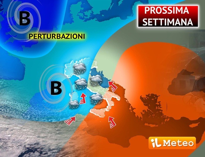 Prossima Settimana, doppia perturbazione atlantica in arrivo, le aree interessate
