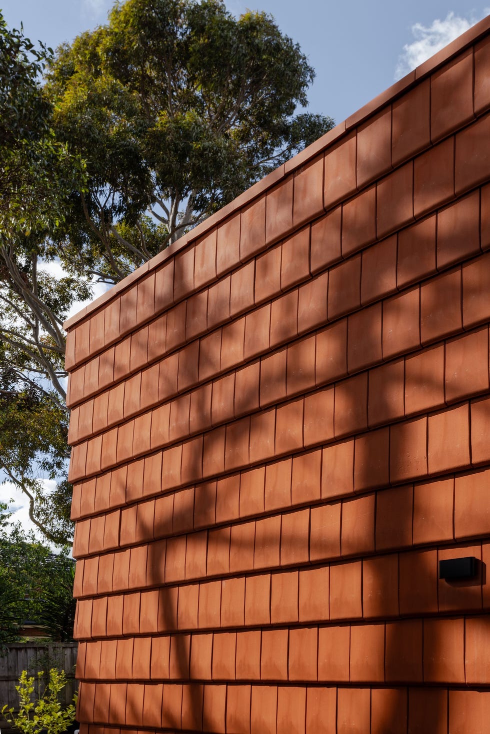 casa sostenible de arquitectos viven tres generaciones que se organizan en torno a un patio, tres arboles y una piscina