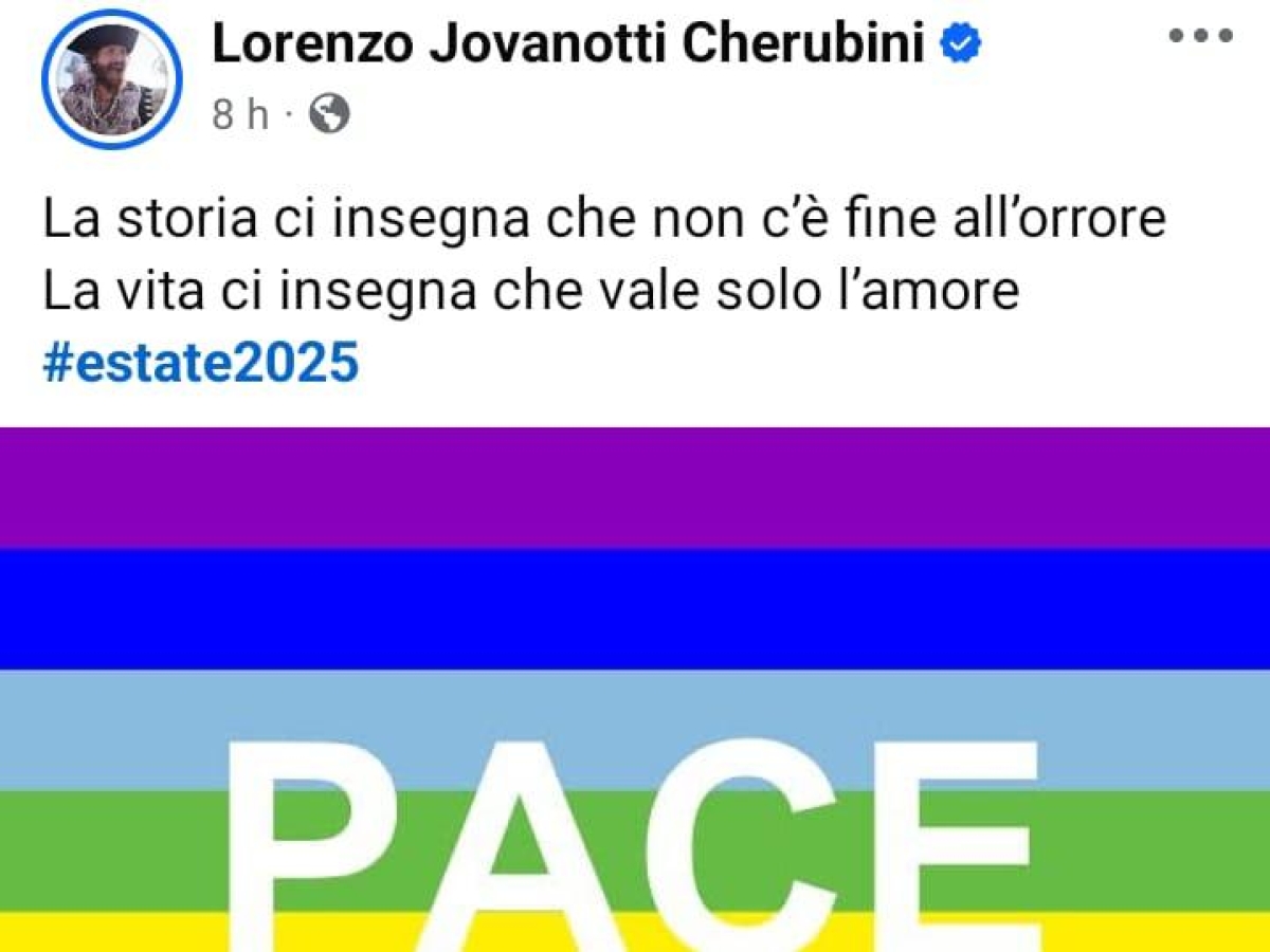 Jovanotti e il post sulla pace che divide i suoi fan: pioggia di accuse e offese sui social. Marattin lo difende: «Aggressione fascista»