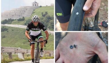 Monte Grappa, puntine sull'asfalto contro il passaggio dei ciclisti