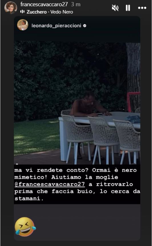 Carlo Conti abbronzatissimo, la foto social e l'ironia della moglie Francesca Vaccaro: «Qualcuno riesce a vederlo?». La risposta (esilarante) di Pieraccioni