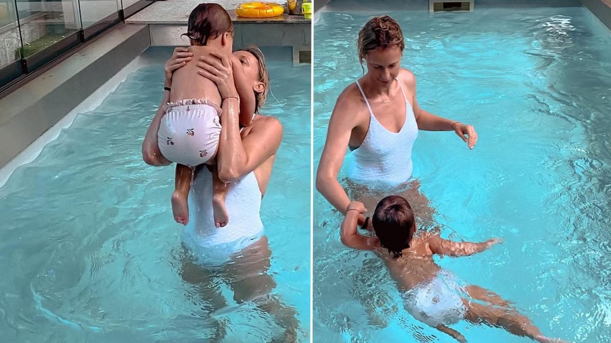 Federica Pellegrini, prima volta in piscina con la figlia Matilde