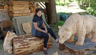 Federica Cavallin, la scultrice di Predazzo: «Creo animali con gli alberi abbattuti da Vaia»