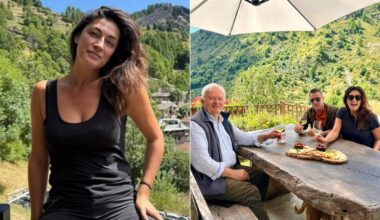 la prima foto di coppia durante la fuga romantica in montagna