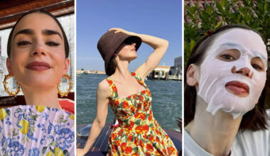 look colorato, cappello bon ton e.. maschera per il viso. Giri in motoscafo e riprese in terrazza, 'caccia' alla star (che sembra una di noi)