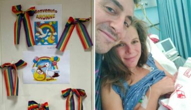 Fiocco arcobaleno per la nascita di Aronne sulla porta dell'ufficio della mamma-assessora Margherita Colonnello. È polemica: «Propaganda ideologica»