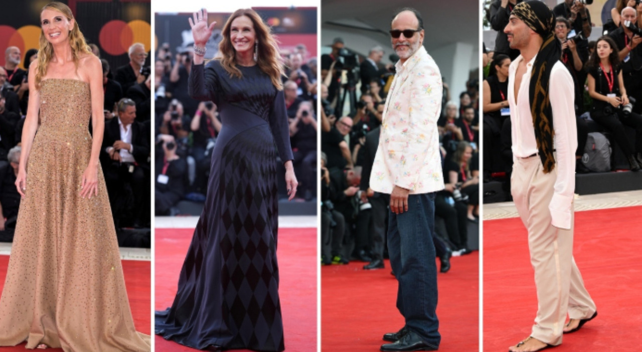 Venezia, pagelle look terza serata: Julia Roberts splende, ma non per il look (7). Guerrera pirata in infradito (4), Guadagnino jeans e... - Il Messaggero