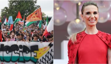 Emanuela Fanelli al corteo pro-Pal a Venezia. Due giorni fa Selvaggia Lucarelli l'aveva accusata di non schierarsi