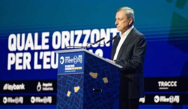 Draghi al Meeting di Rimini: 'Ruolo marginale dell'Ue nei negoziati sull'Ucraina'