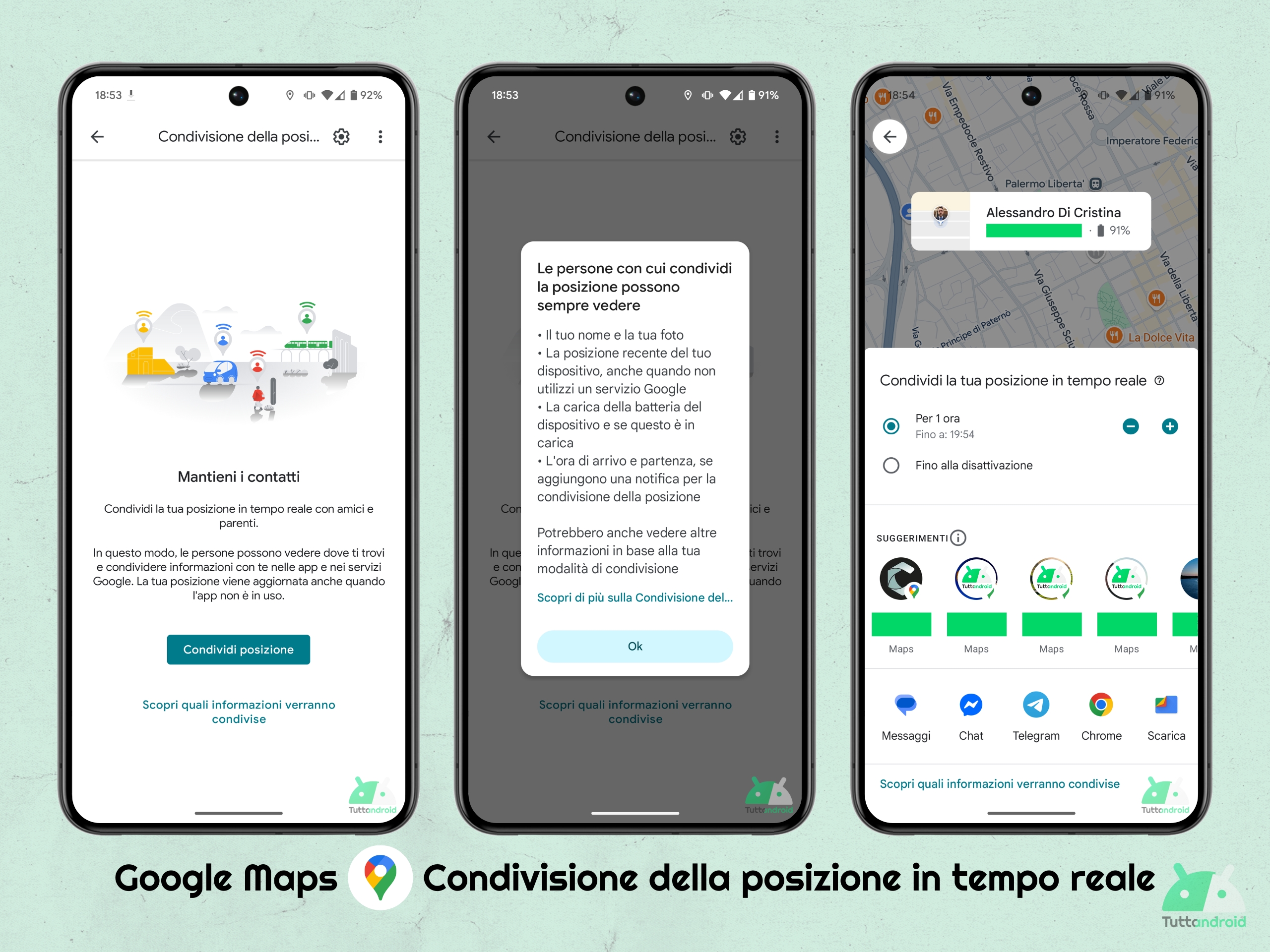 Google Maps - Condivisione della posizione in tempo reale