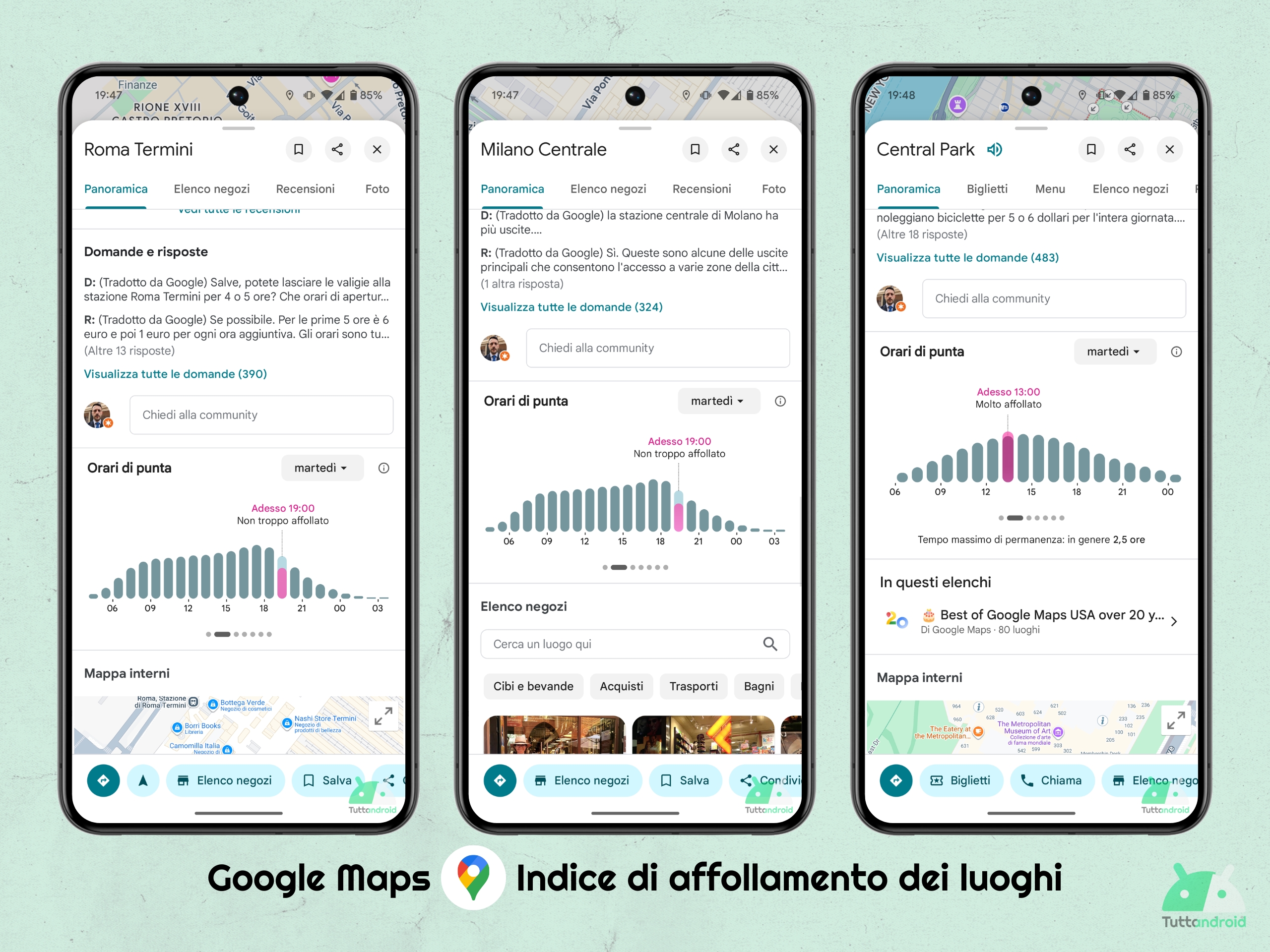 Google Maps - Indice di affollamento dei luoghi