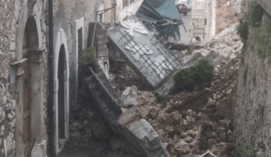 Guarcino, Crolla un muro in pieno centro