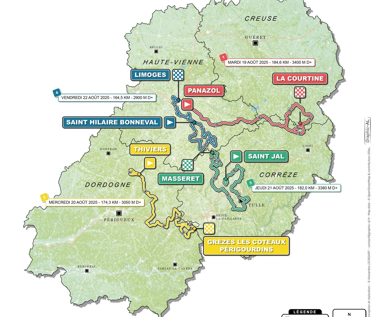 Tour du Limousin 2025, il percorso (Altimetrie e Planimetrie)