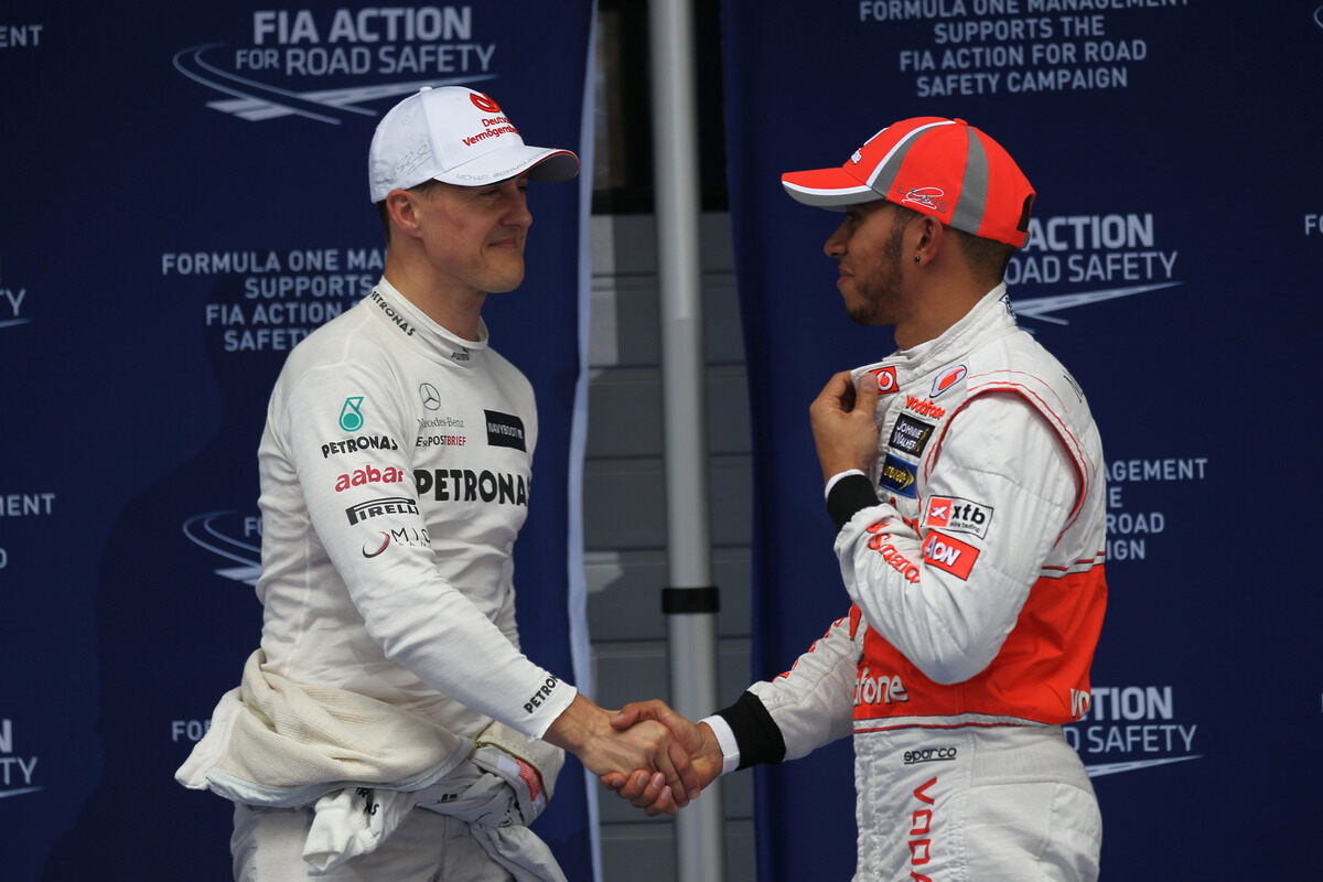 Hamilton con Michael Schumacher