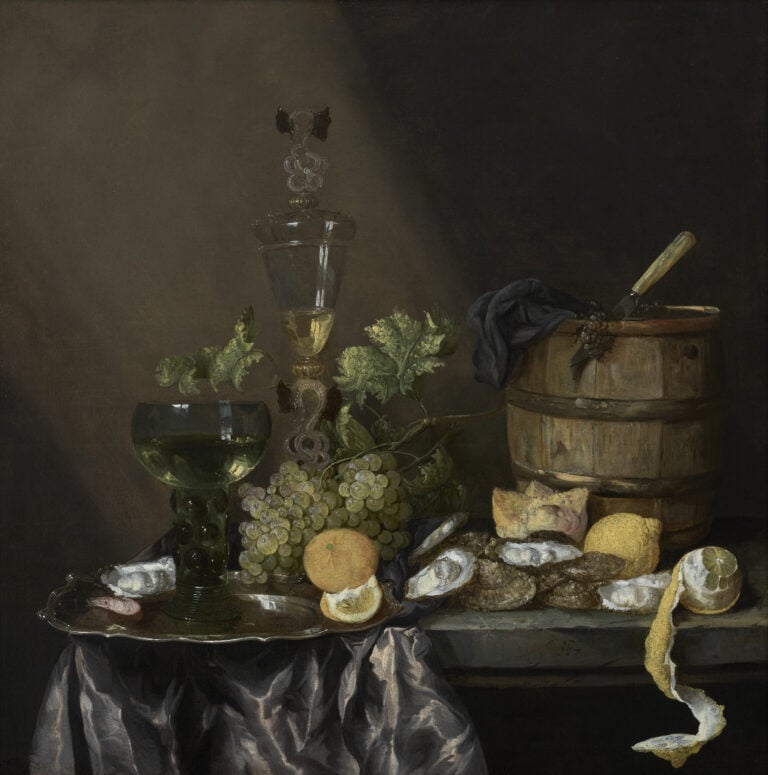 Abraham Hendricksz. Van Beyeren (1620/21-1690), A Still Life with Oysters, Lemons, a large Roemer and a Venetian wine Goblet. Courtesy Johnny Van Haeften e Frieze