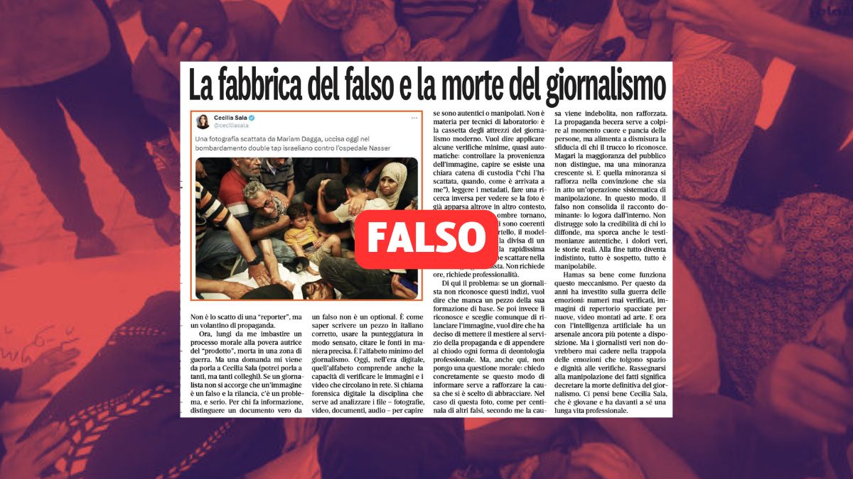 Cecilia Sala non ha condiviso una foto di Gaza generata dall'Intelligenza Artificiale