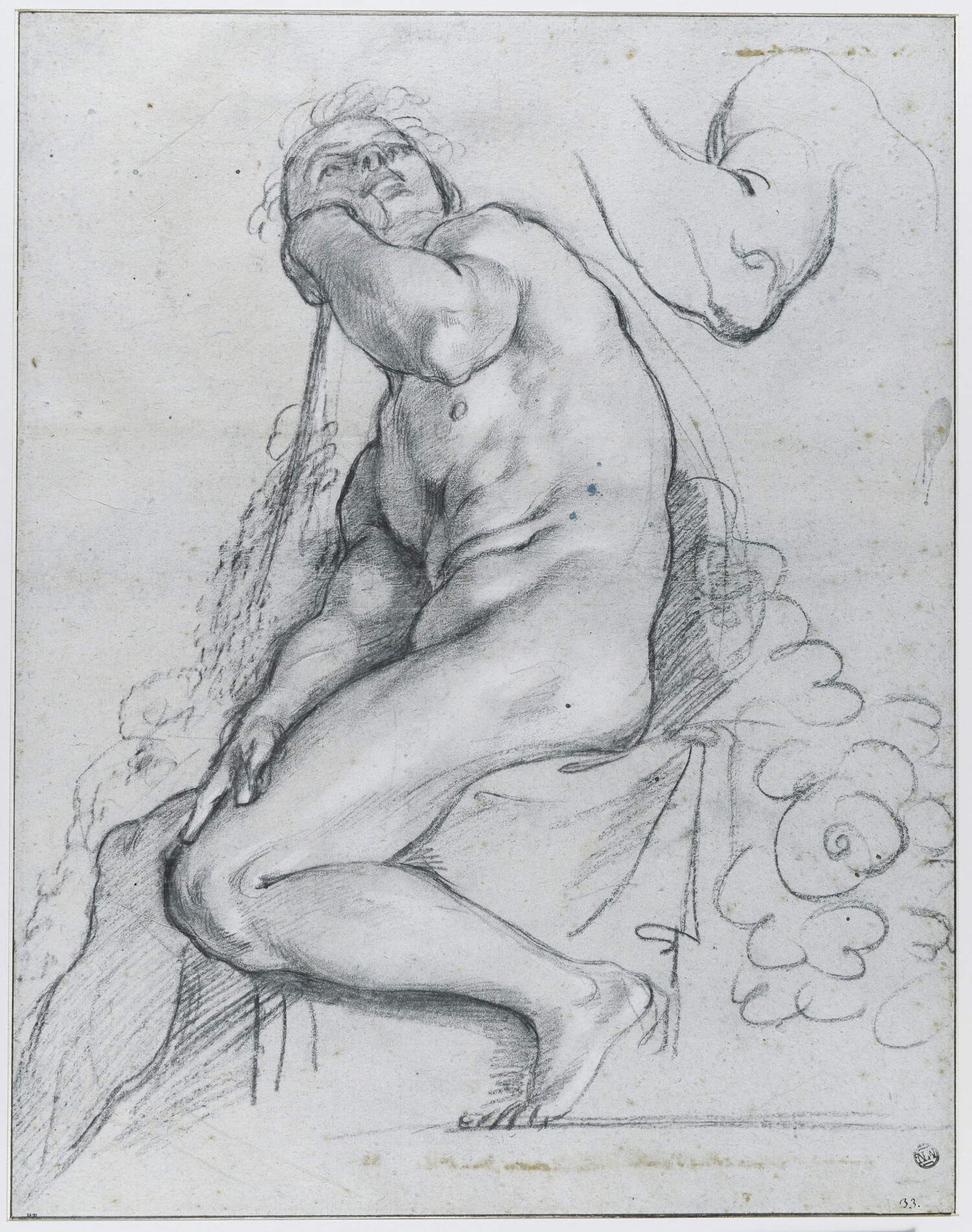 Annibale Carracci, Studio per ignudo, medaglione Apollo e Marsia © Musée du Louvre, GrandPalaisRmn. Foto di Suzanne Nagy