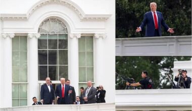Usa, Trump a sorpresa sul tetto della Casa Bianca scherza sui missili nucleari. FOTO I Sky TG24