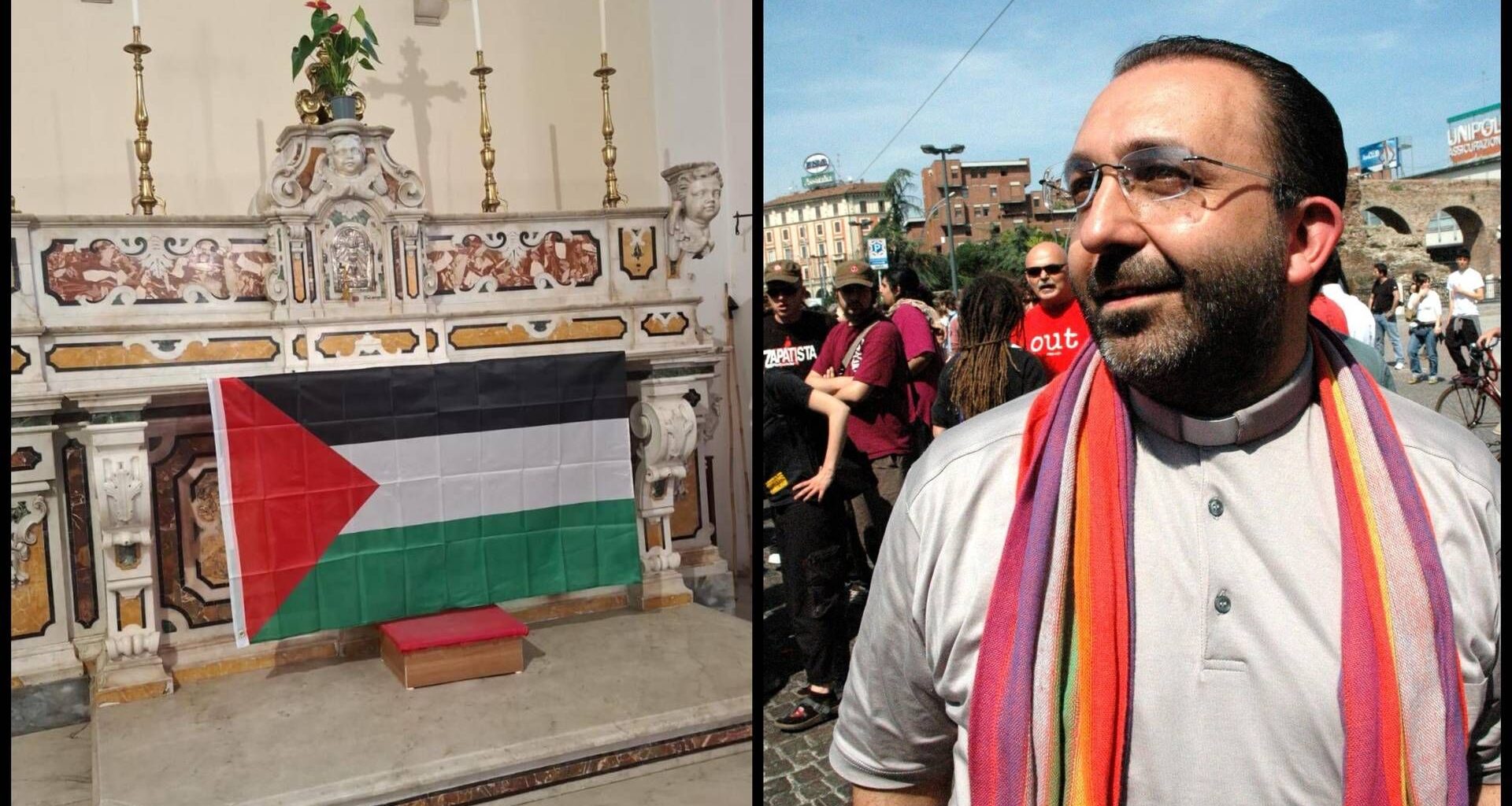 Bandiera palestinese sull'altare, la scelta di don Vitaliano Della Sala