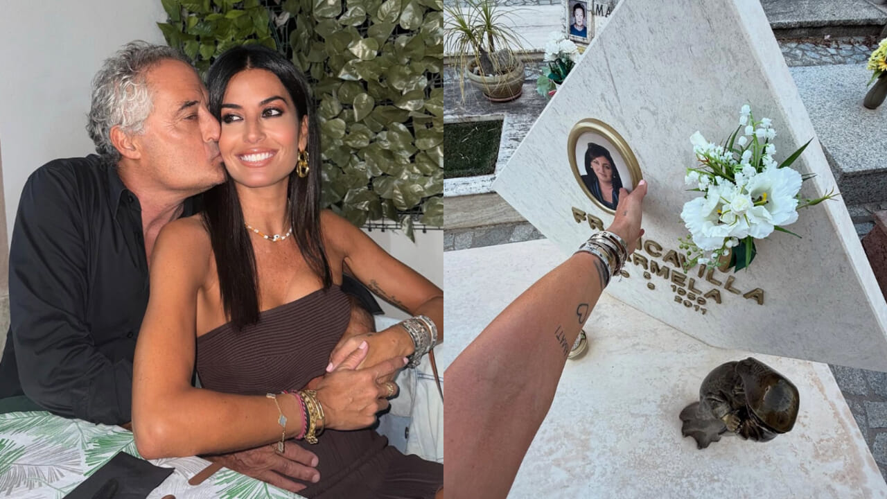 Le rare foto di Elisabetta Gregoraci con il papà. Poi quella toccante sulla tomba della madre