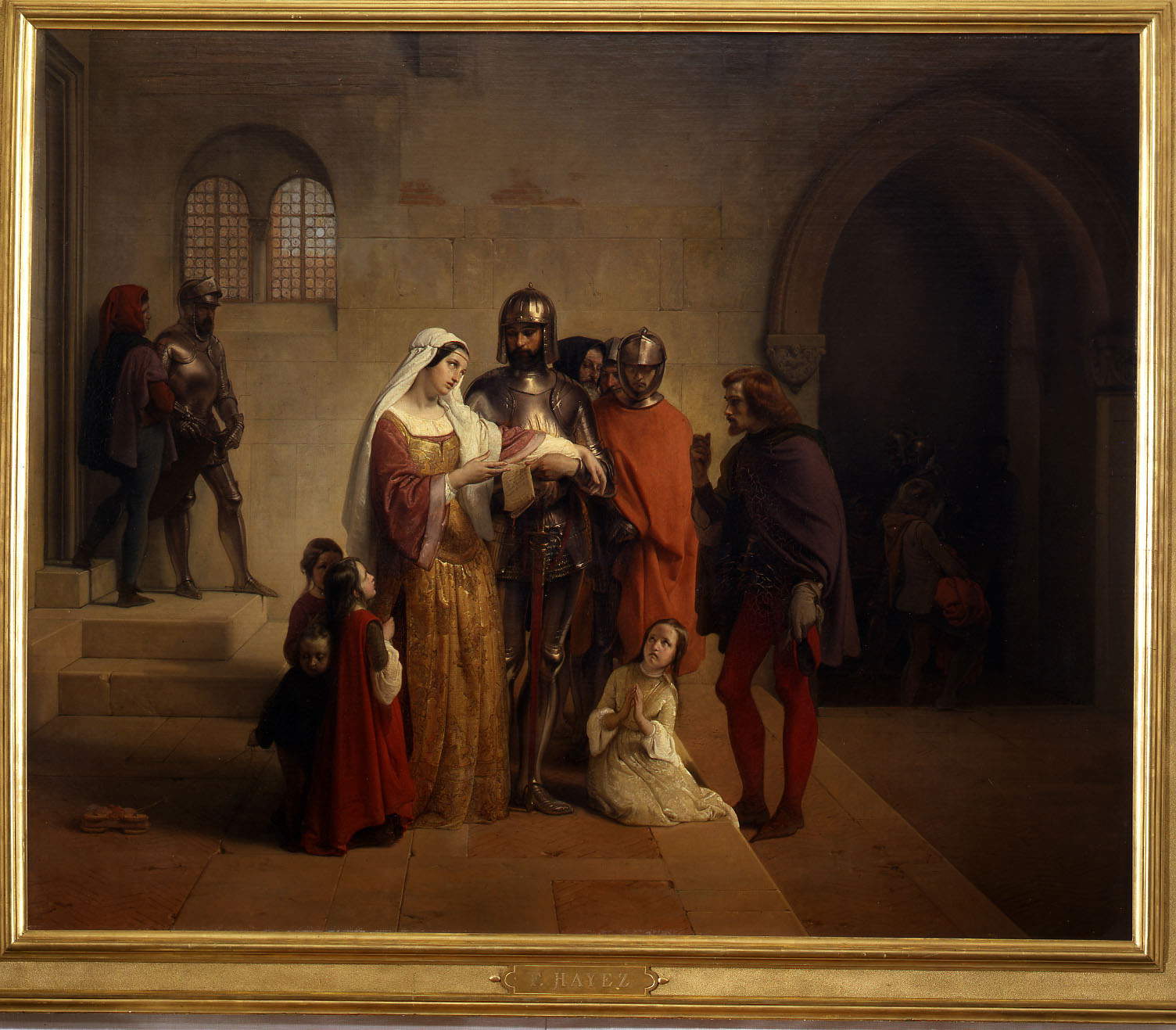 Francesco Hayez, Pietro Rossi di Parma che partecipa alla moglie il decreto del Senato veneto da cui è chiamato a generale delle sue forze di terra (1850; olio su tela, 118 x 147,5 cm; Collezione Banca d’Italia)