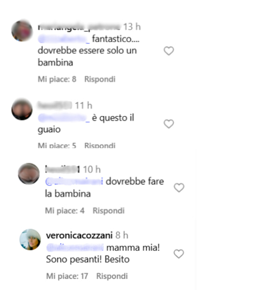 I commenti e la risposta di Veronica Cozzani, foto da Instagram-2