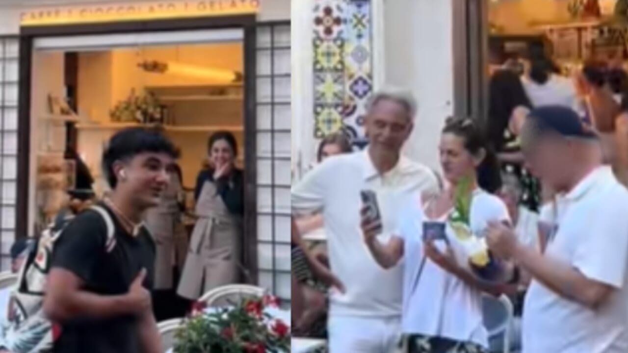 Canta "Con te partirò" e si ritrova di fronte Andrea Bocelli, la reazione del cantante. Il video