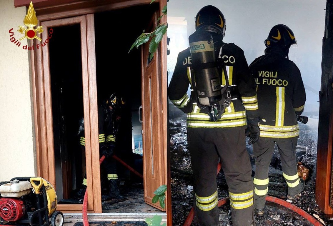 L'intervento dei vigili del fuoco a Montebelluna