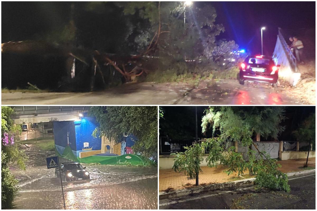 Nubifragio lampo su Pesaro: blackout, allagamenti e alberi caduti