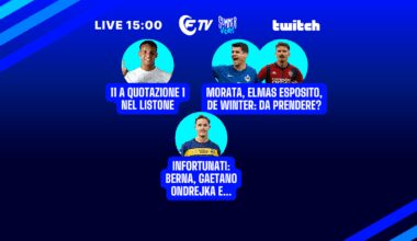 LIVE! 11 a quotazione 1 nel listone | Focus asta: Morata, Esposito, Elmas, De Winter | Primo check infortunati