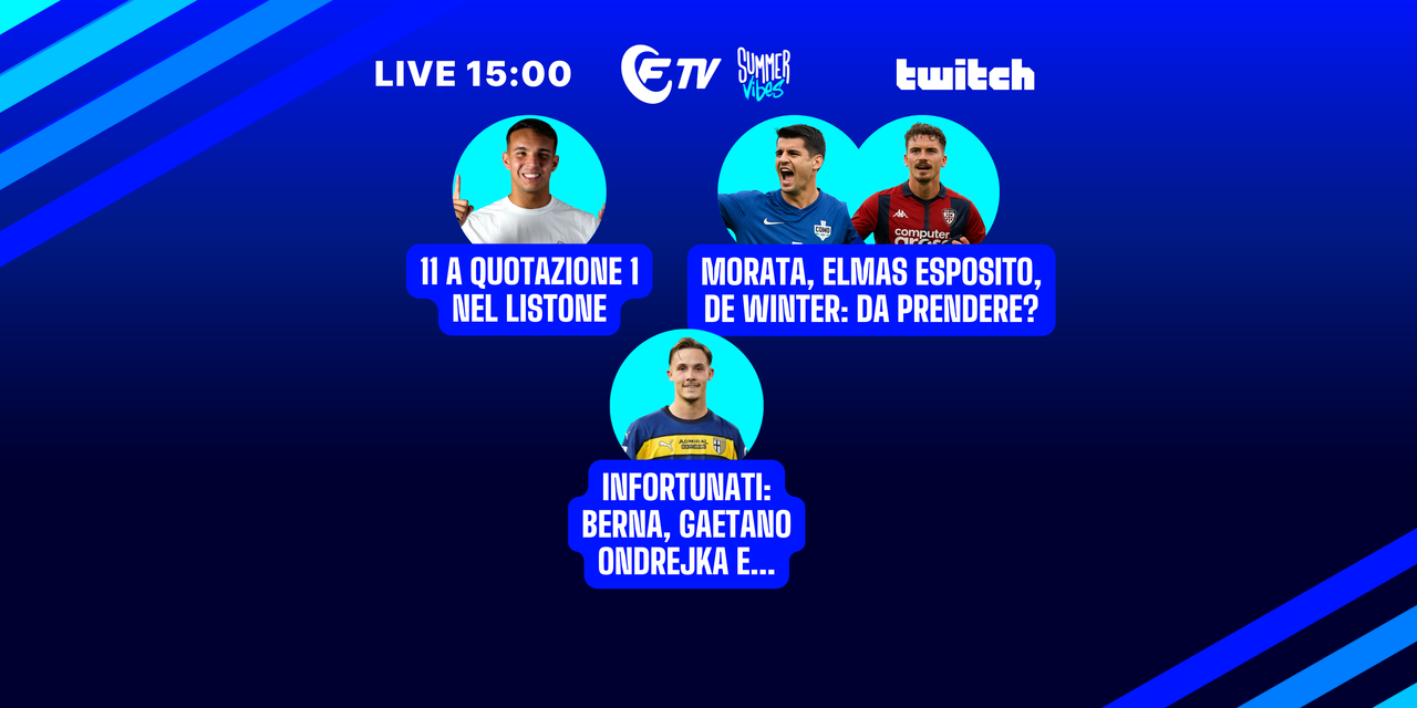 LIVE! 11 a quotazione 1 nel listone | Focus asta: Morata, Esposito, Elmas, De Winter | Primo check infortunati