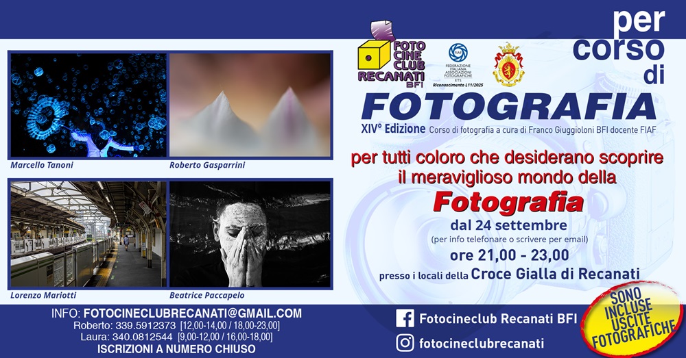 Al via la 14° edizione del "Per-Corso di Fotografia" del Fotocineclub di Recanati