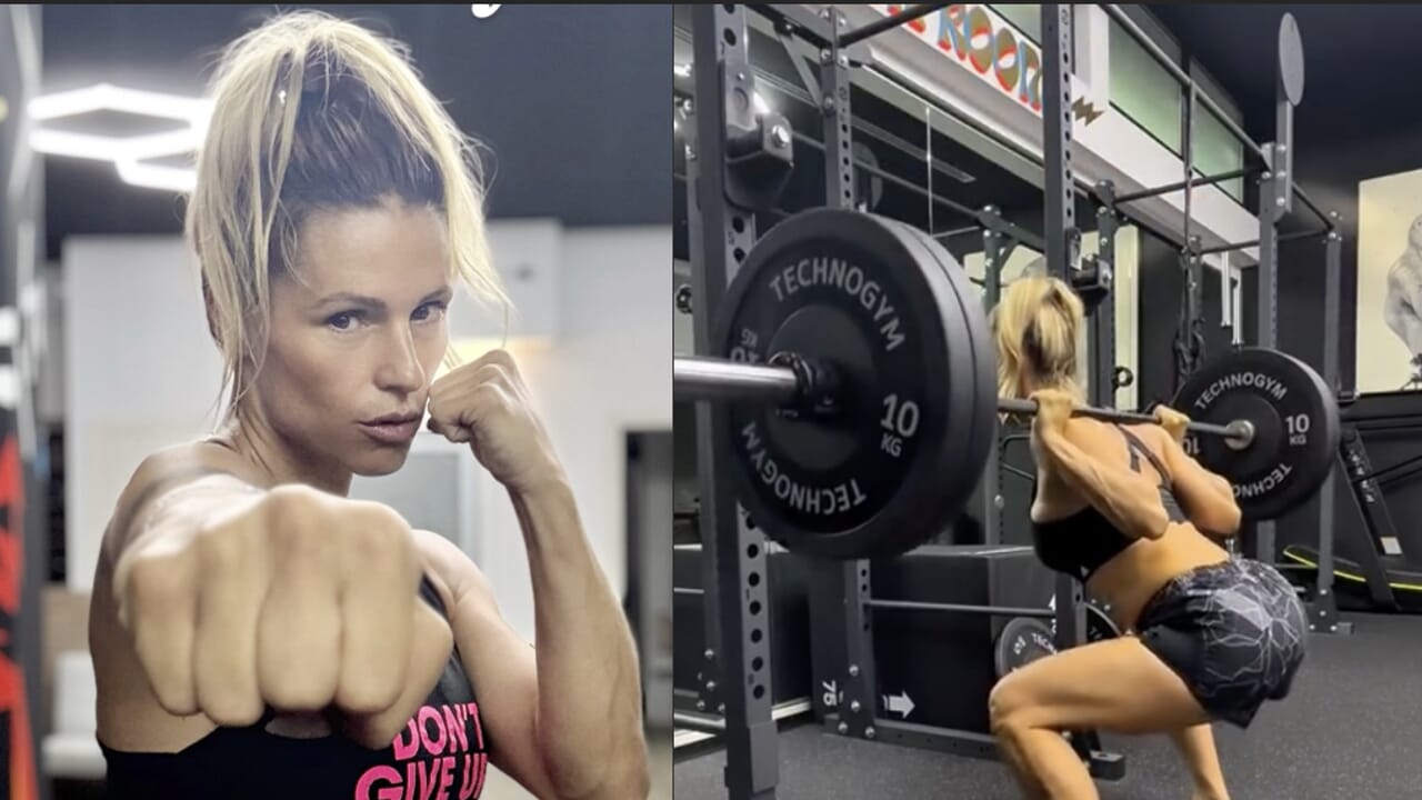 Michelle Hunziker, fisico mozzafiato a 48 anni. Il video dell'allenamento (con 50kg di squat)